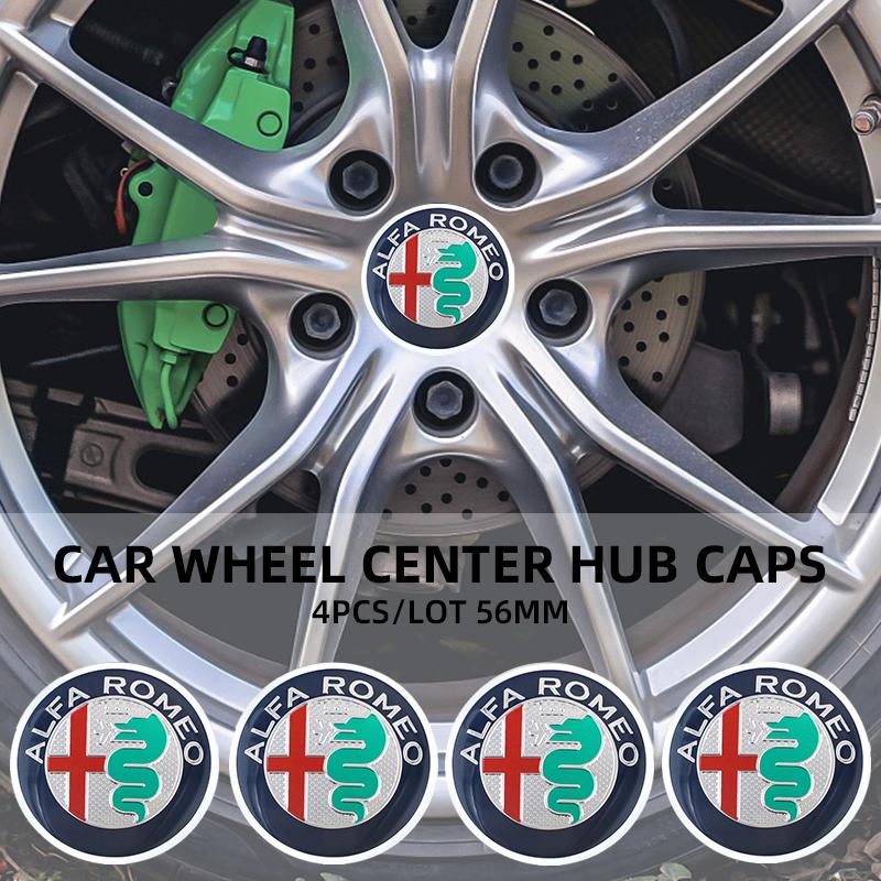 4Pcs 56mm Wheel Hub Caps Sticker Car Emblem Badge Decoration For Alfa Romeo Giulia Stelvio 156 Tonale Brera Giulietta Disco VolaMX5