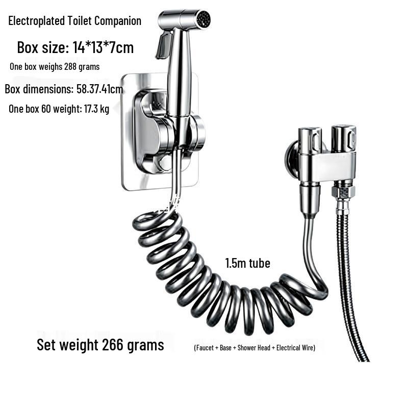 High-Pressure Gray Toilet Spray Gun with Dual Outlet Angle Valve
