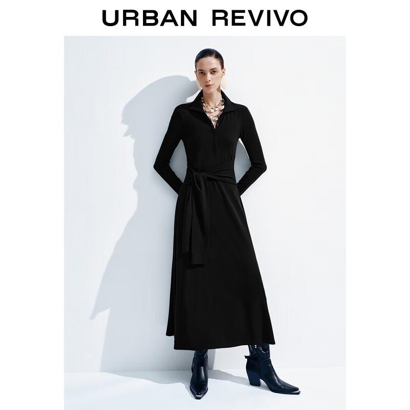 

UR Women s Casual Half-Placket Belted Maxi Dress L