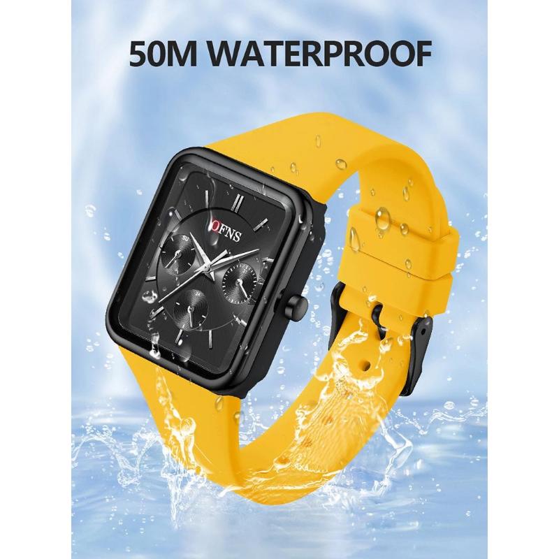 Fashion Women Men Watches Silicone Strap Creative Quartz Watch Square Watch Multi-function Clocks Wristwatch Gift