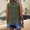 Sleeveless Vest for Women Western Style Faux Tassel Open Front for Casual and Festival Wear