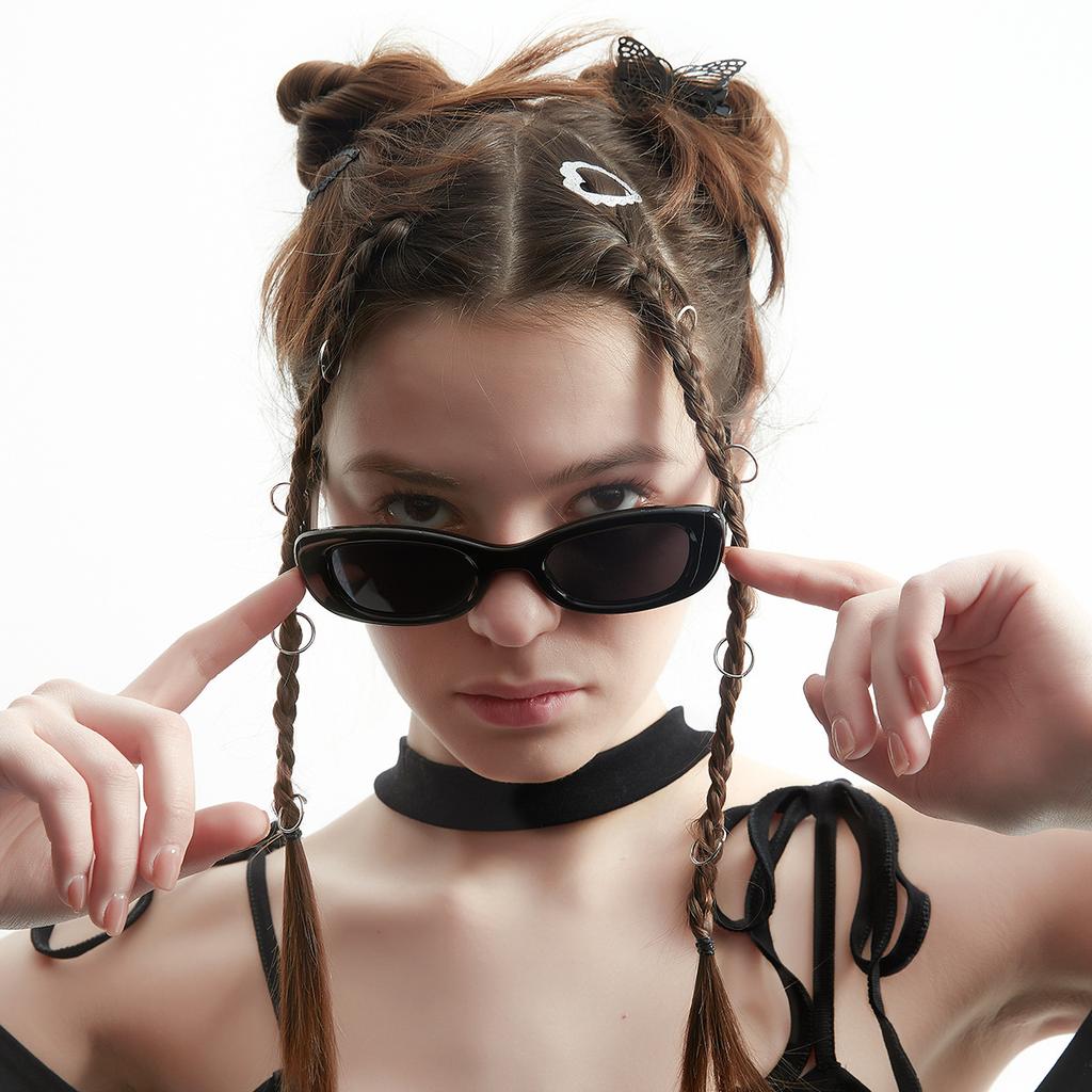 Rectangle Retro Glasses Transparent Frame Personalized Sunglasses Female Hip Hop Sunglasses Men