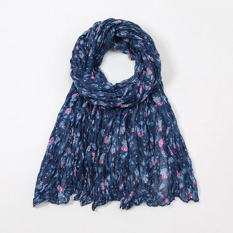 Spain Lovely Polka Floral Crinkle Viscose Shawl Scarf Lady Soft Thin Beach Wrap Pashmina Stole Bufandas Muslim Hijab 175*85Cm