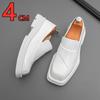 Fashion Spring Autumn Square Toe Loafers Slip-On Patent Leather Smooth Casual Shoes 4CM Thick Sole Fashion Dress Shoes Leather Moccasins