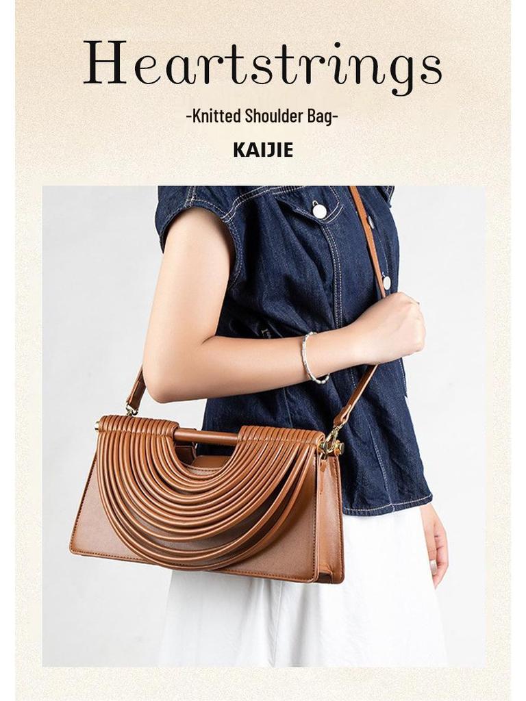 2025 Women's Trapezoidal Crossbody Bag with Tassel Design – Handmade Woven Shoulder Bag