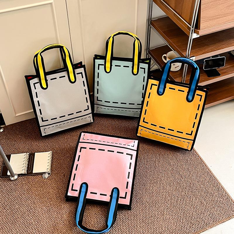 2025 New Two-dimensional Cartoon Japanese Girl Nylon Bag Women's Portable Shopping Bag Color Matching Large-capacity Shoulder Bag