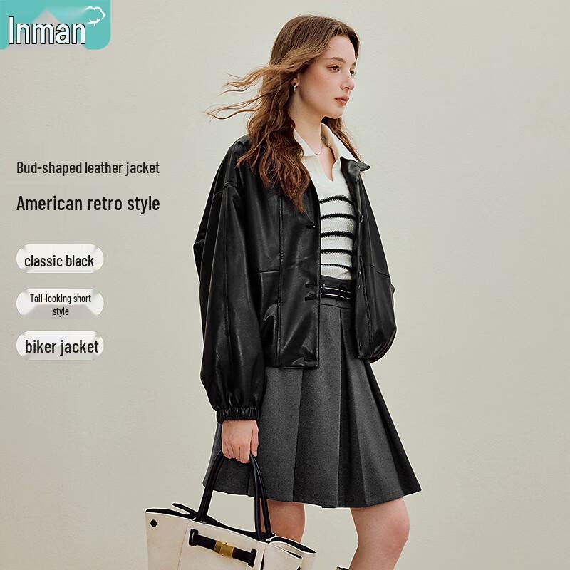 INMAN Minimalist Stand Collar Faux Leather Jacket