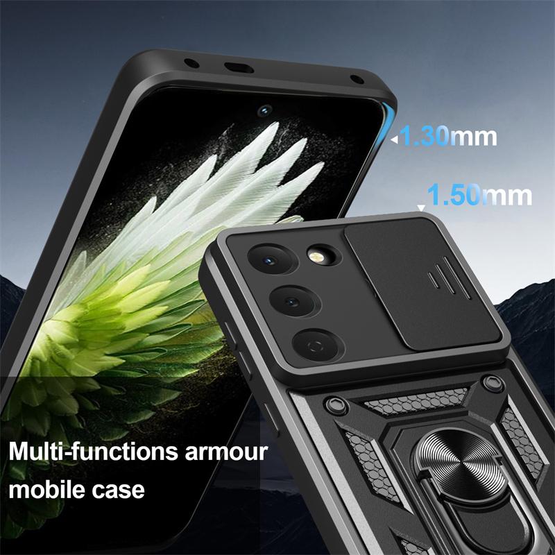 Funda For Tecno Sprak 40 Pro 4G Case Slide Camera Protect Armor Phone Case For Spark 40C Spark40 40Pro Magnetic Ring Stand Cover