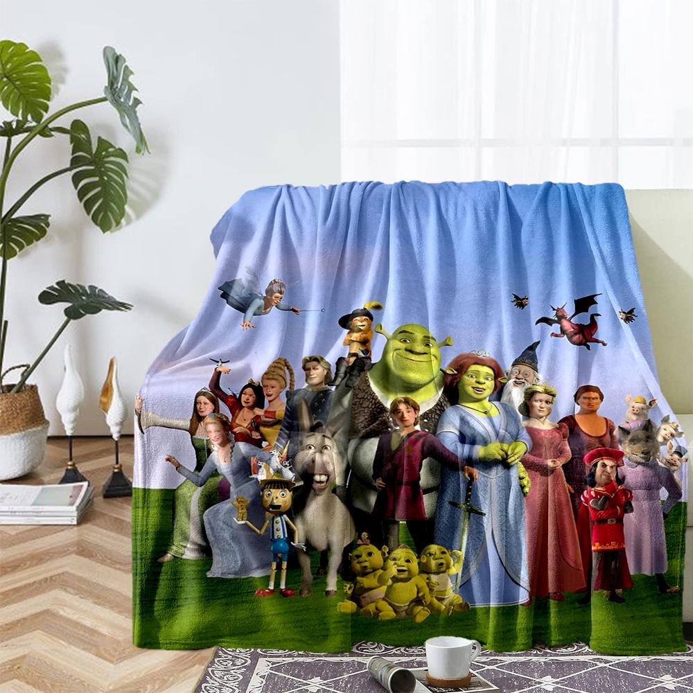 Shrek Theme Printed Blanket - Perfect for Couch, Bed, Travel & Outdoor Use | Machine Washable, Cozy & Durable.