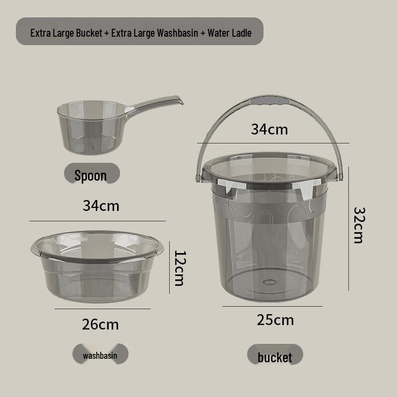 Tingle Home 3-Piece Plastic Bucket & Basin Set