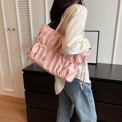 Tote Bag Large Capacity Women's  New Korean Fashion Solid Color Pleated Cloud Bags Elegant Versatile Shoulder Underarm Bag