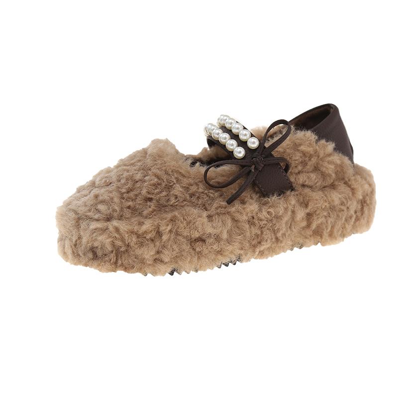 Fashion New Winter Flat Shoes for Women Round Head Shallow Mouth Leopard Print Suede Beaded Butterfly Knot Platform Cotton Boots