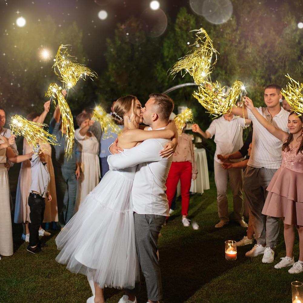 Wedding Wands Light up with LED Tinsel Wedding Streamers for Wedding Send off and Greeting Ideal Props for Weddings, Birthday
