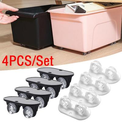 4Pcs/Set Adhesive Pulley Storage Box Casters Trash Can Self-Adhesive Furniture Caster Wheel Home Silent No Scratches Box Wheels