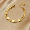 Gold Plated Stainless Steel Double Layer Heart Charm Bracelet for Women