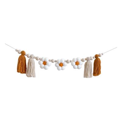 Tassel Wall Hangings Soft Texture Interior Brightening Bohemian Style Round Smooth Wooden Beads Wall Hanging Decoration
