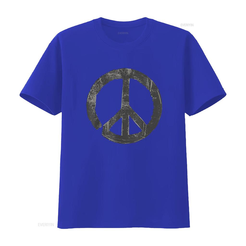 Womens Retro Vintage Distressed Design Peace Sign T Shirt White X Large Vintage Washed Unisex Graphic Breathable Soft