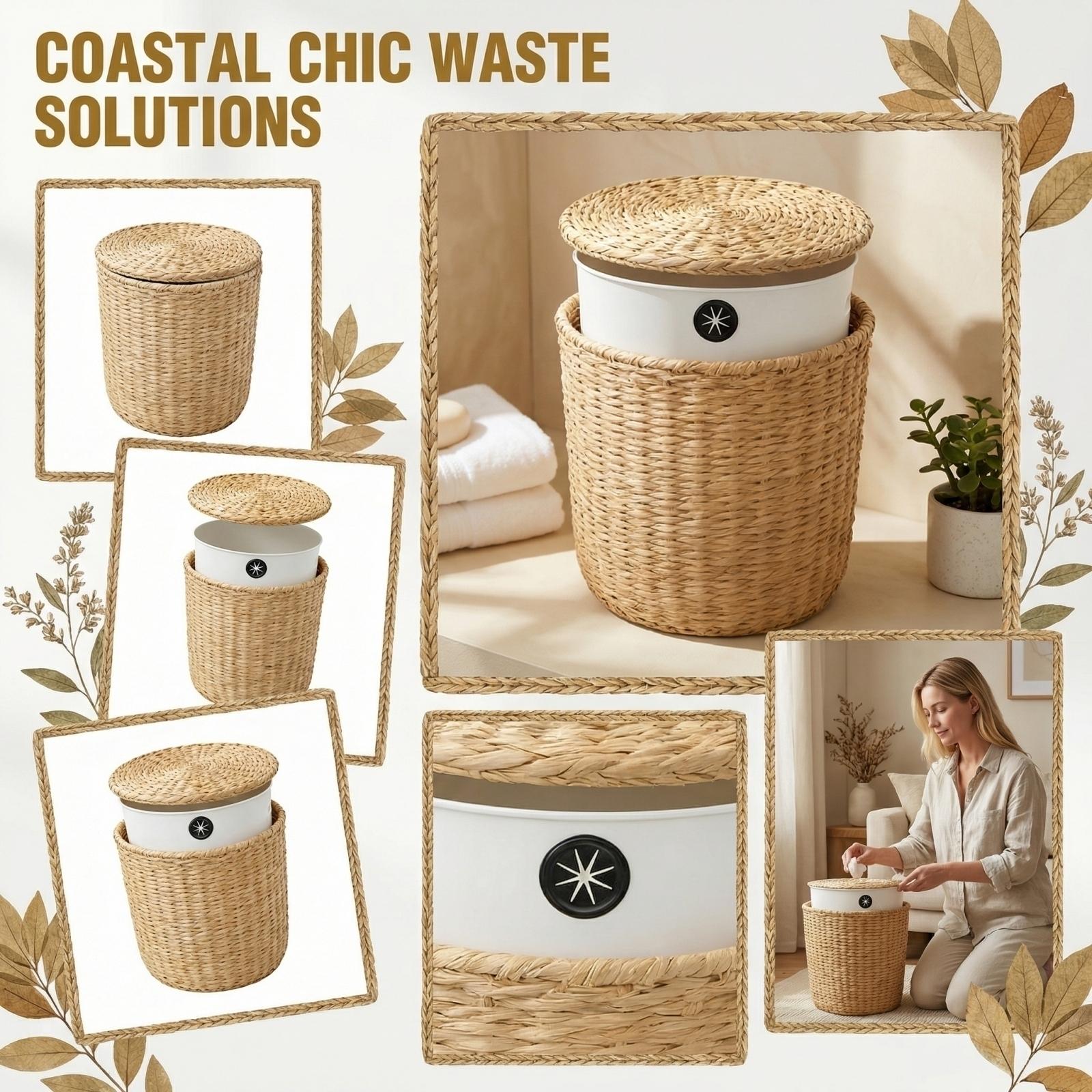 Woven Trash Can With Inner Liner One Size