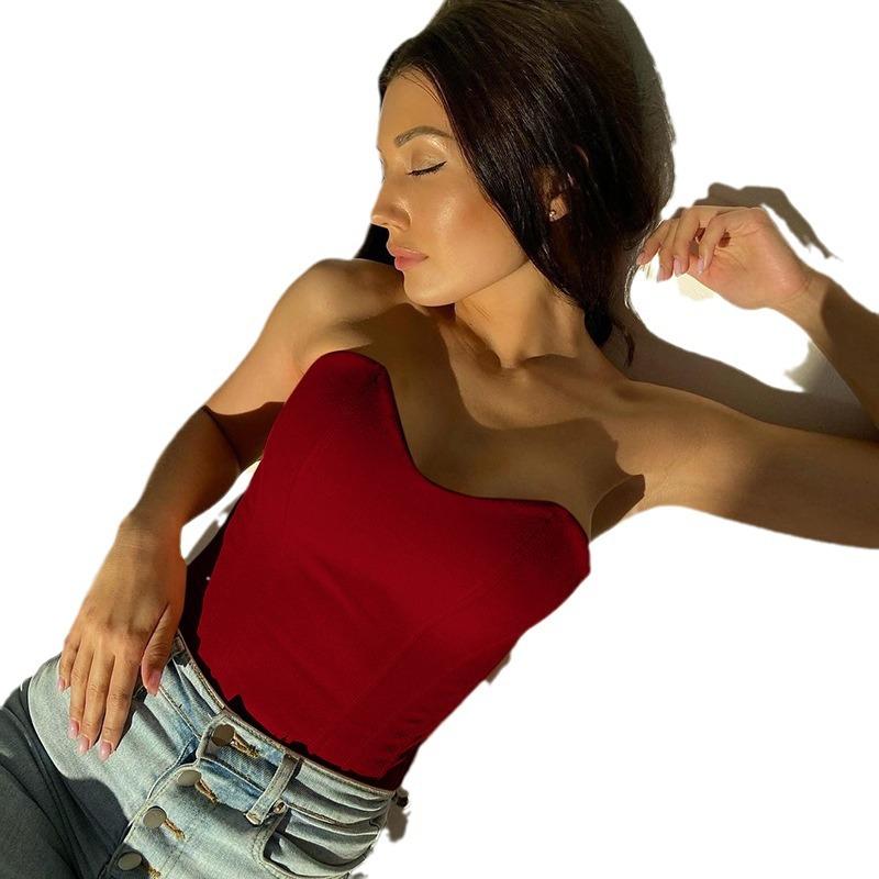 Women's Summer Waistband Vest Wrap Vest Sleeveless Off Shoulder Crop Tops Fashion Sexy Corset Vest