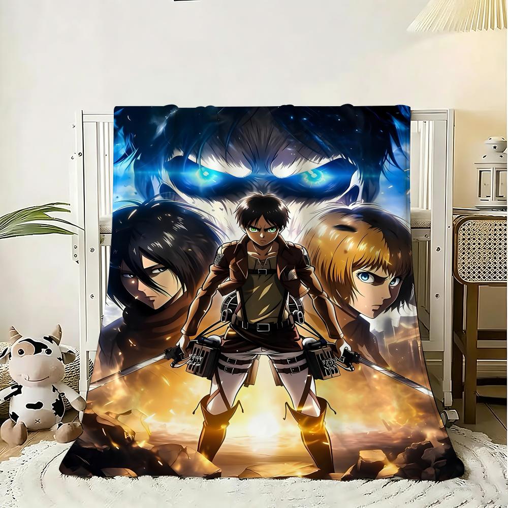 Hot Anime Attack On Titan Throw 240g Flannel Blanket Lightweight Soft Skin-friendly Summer Thin Throw Blanket