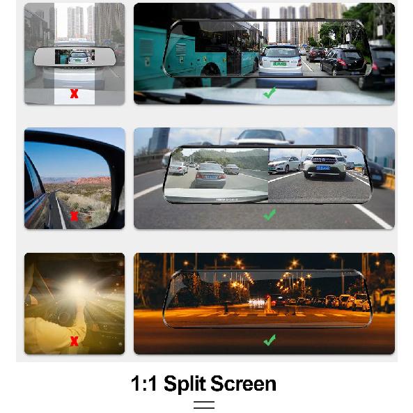 10'' Rearview Mirror Dash Cam Front & Rear 1080P Dual Recording, Backup Camera, 24H Parking Monitor, Night Vision for Cars