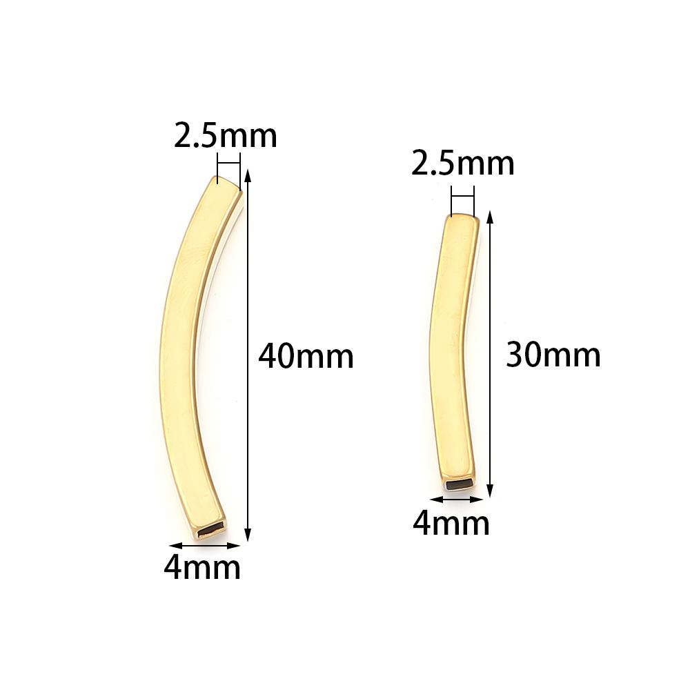 5-10pcs Square Stainless Steel Tube Spacer Beads Curved Tube Beads Loose Spacer Beads For Jewelry Making DIY Necklace Bracelets