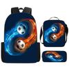 3Pcs/Set Cartoon Casual Fashion Soccer School Bags for Boy Girls Flat Surface Football Pattern Book Bags Sets Backpacks Children's Birthday Gift