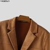 INCERUN Autumn Men Notched Lapel Long Sleeve Suede Blazer Casual Loose Coats