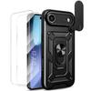 Protective Case - E.F.Connection - iPhone Air - with Ring and Camera Cover - Black - 2 Glass Screens