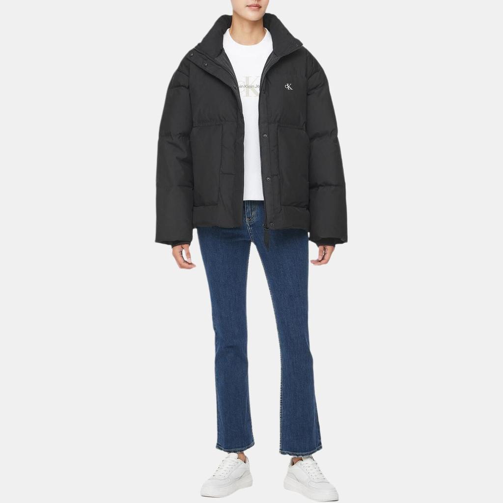 Calvin Klein Minimalist Comfortable Versatile Short Stand Collar Korean Style Down Jacket Women Jacket Black J224676BEH