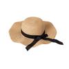 Spring and summer new bow raffia large brim black edge wavy brim fashion leisure beach travel sun protection