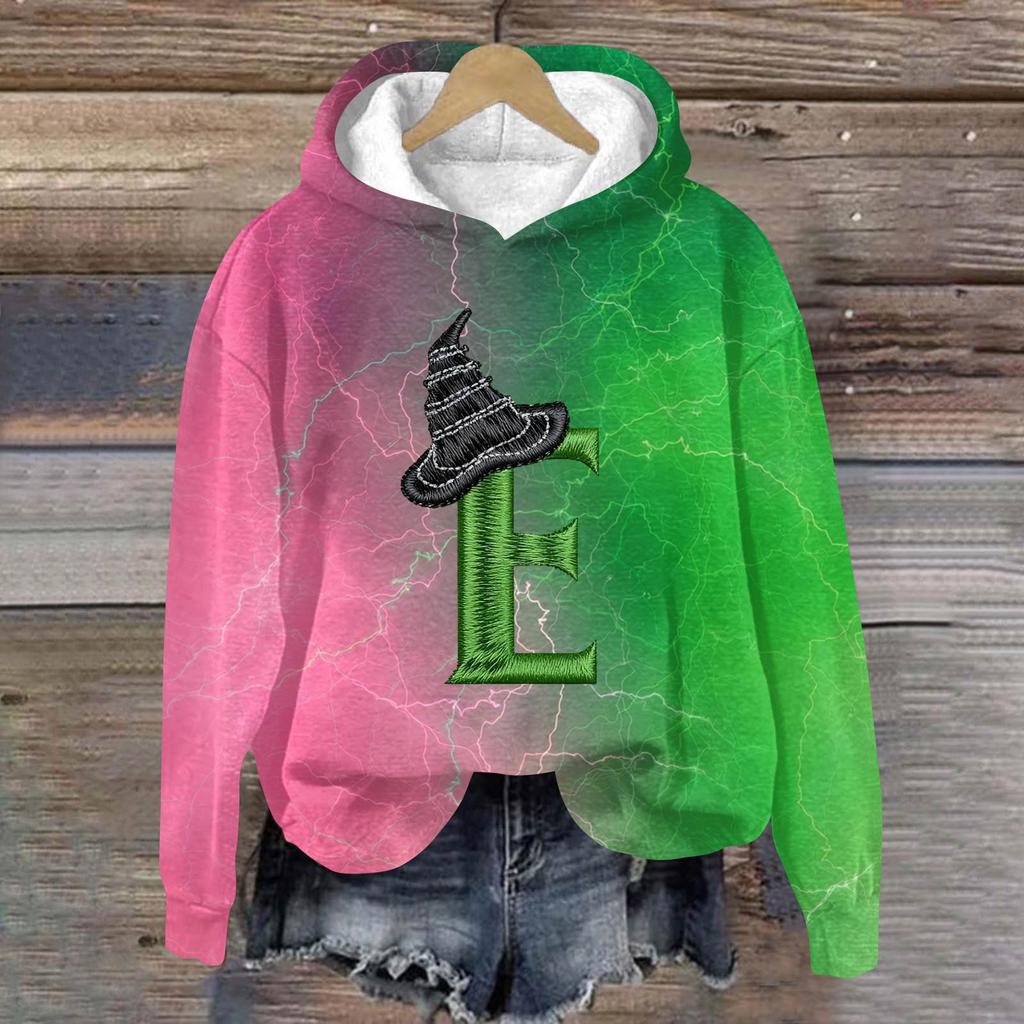 Women's Fashionable Casual Oversized Long-Sleeved Hooded Print Pullover Sweatshirt