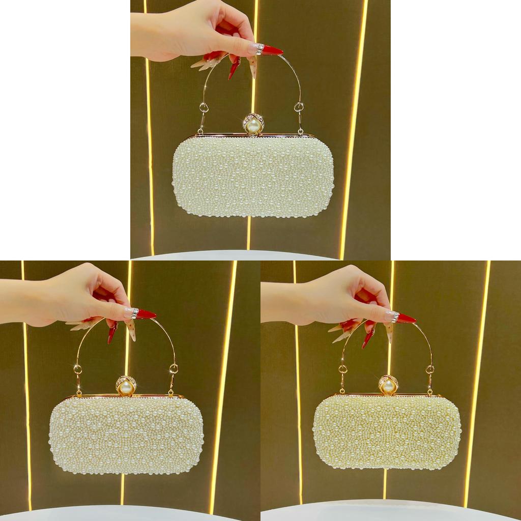 Pearl Evening Clutch Bag With Chain Strap For Formal Events And Night Out