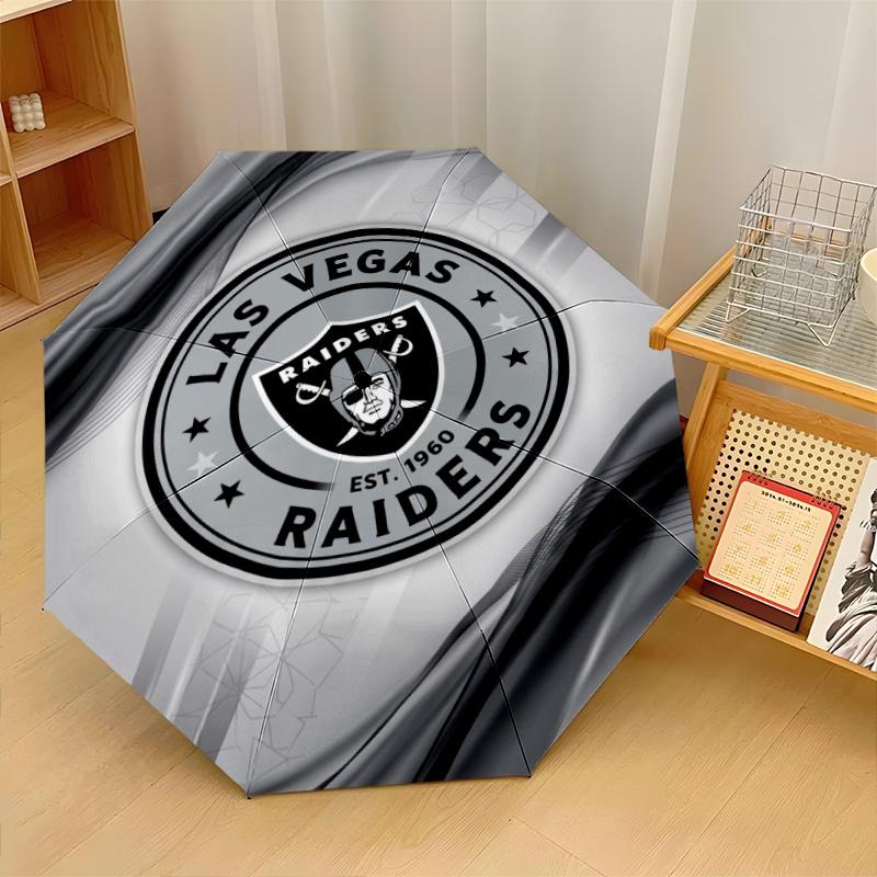 Las Vegas Raiders Print Auto 8?Ribs Folding Umbrella Wind Resistant Lightweight Automatic Umbrella For Daily Travel