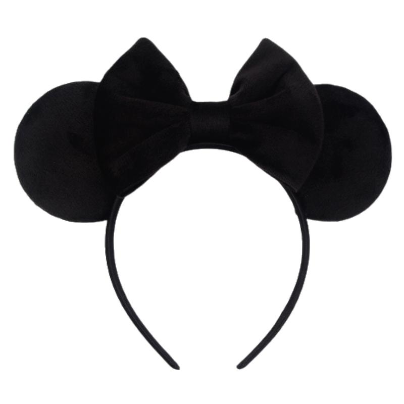 Disney Mickey 3.3"Velvet Ears Headband For Girls Soft Bow Hairband Halloween Festival Party Christmas DIY Hair Accessories