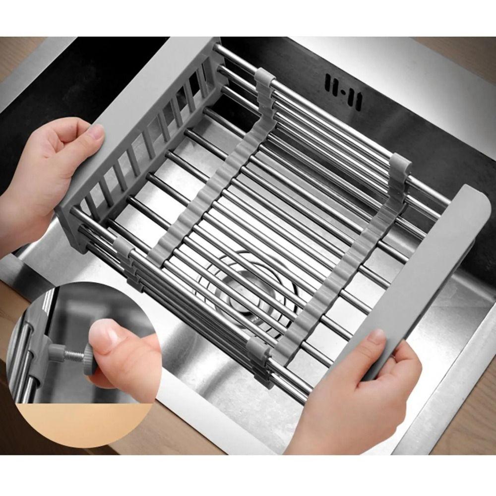Adjustable Dish Organizer Stainless Steel Dish Washing Shelf Functional Dish Drying Rack  Fruits