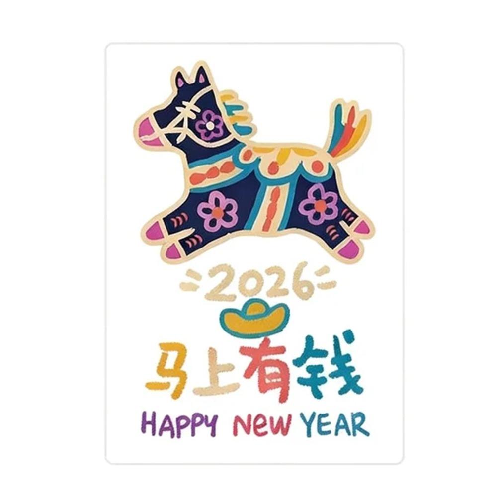 Cartoon Horse Chinese New Year Window Stickers Electrostatic Zodiac Horse Year Shopwindow Stickers Multicolor Double Side