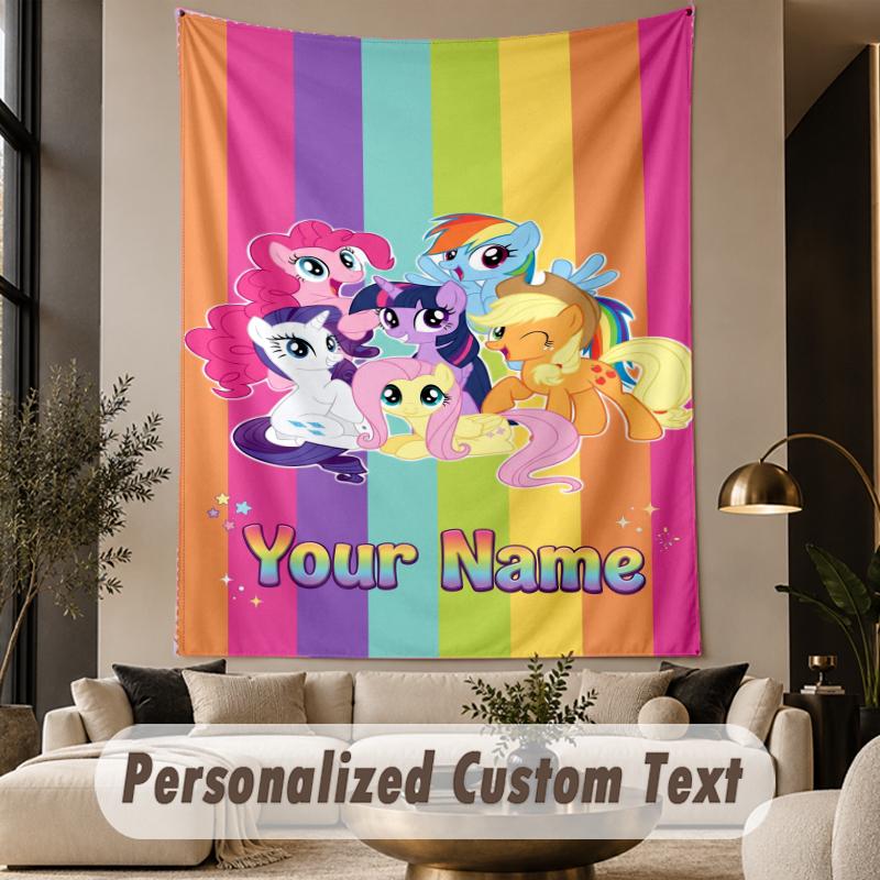Custom Text Printed Tapestry My Little Pony Pattern Large Wall Hanging Indoor Room Decor