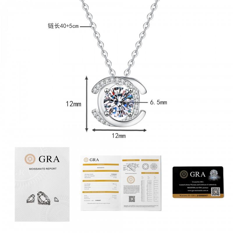 1ct Moissanite Pendant Necklace Cross Chain Chic Style Daily Wear Women