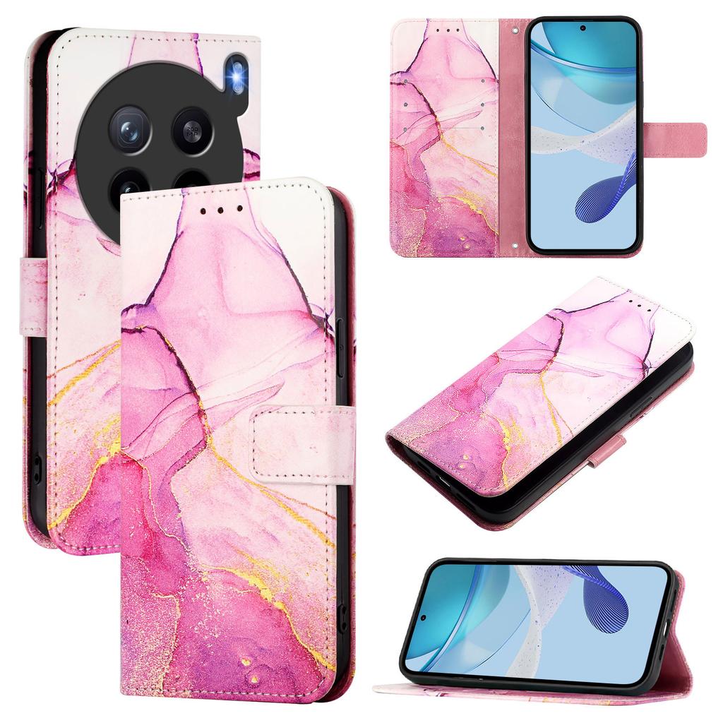 For vivo X200s 5G Case with Strap Marble Pattern Leather Phone Cover Card Holder