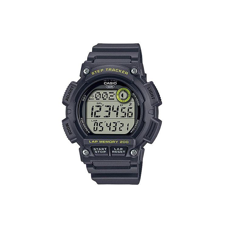 

Casio Digital Series Multifunction Pedometer Led Light Stopwatch Alarm Countdown Timer Quartz Movement Resin Strap Men watches Gray WS-2100H-8AV Black Strap