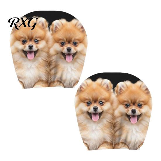 Comfortable Car Headrest Sleeve 2Pcs Cute Dog Covers, Breathable Auto Seat Personalized Interior Styling Protectors, Stretchy Universal Accessories