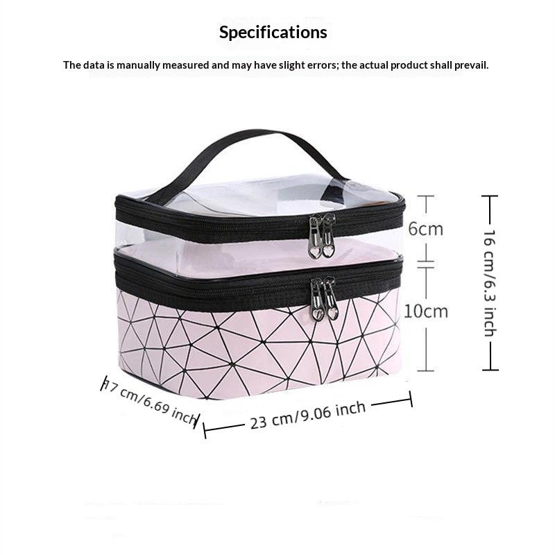 Double-layer Portable Large Capacity Makeup Bag Handheld Travel Waterproof Toiletry Bag Portable Cosmetics Storage Pouch розовый