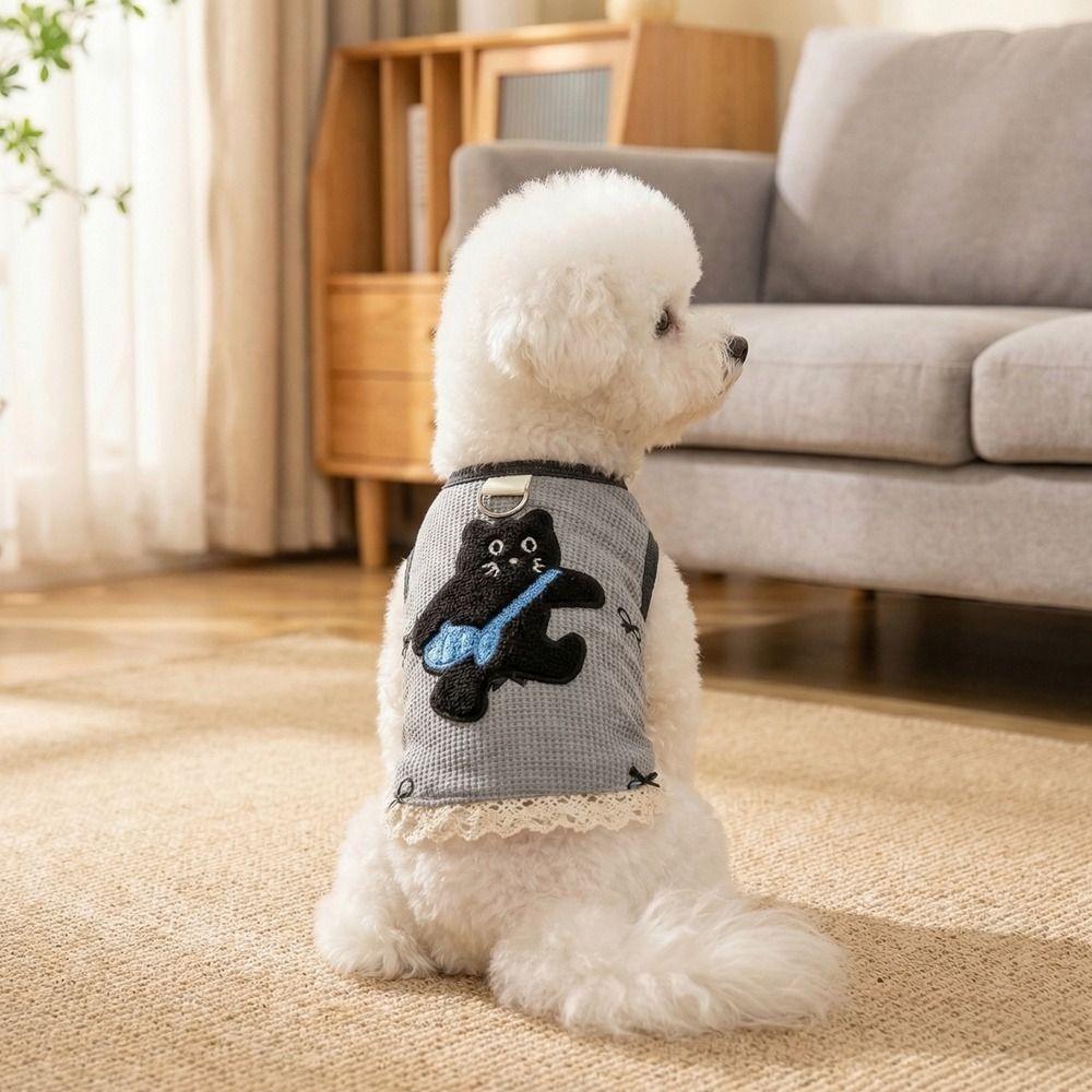 Breathable Waffle Pet Vest Cat Pattern Cat Hoodie Dog Sleeveless Vest Pet Short Sleeve Daily Use