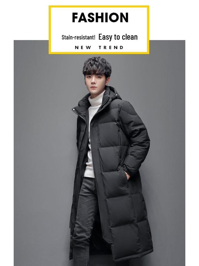 Men's Winter Hooded Down Jacket - Thick, Warm, Fashionable, Long Style for Couples