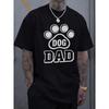 European Size Men's Dog Dad Paw Print Graphic T-Shirt - Black Casual Short Sleeve Tee for Pet Lovers, Comfort Round Neck Regular Fit Machine Washable