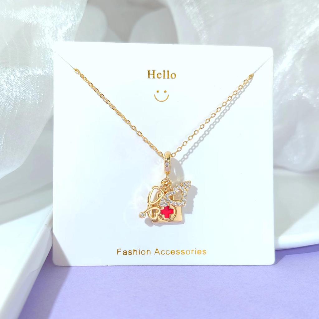 18k vergoldete Zirkonium- und Titanstahl-Anhänger-Halskette - Damen Qixi Valentinstag Geschenk