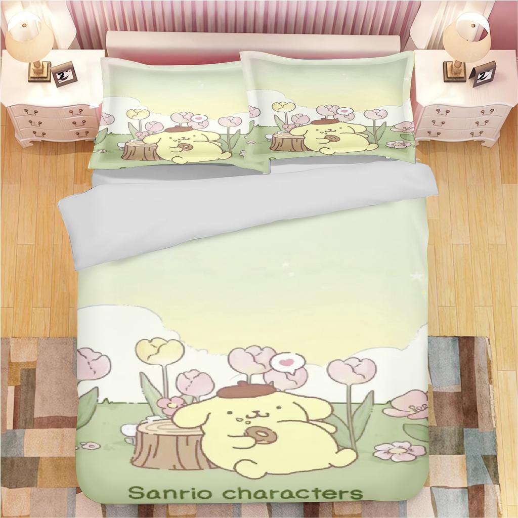 Poszewka na kołdrę z kreskówką Pompompurin Poliester Urocza Drukowana Miękka Pościel Szyta na Miarę Dom Obcy Pokój Dziecięcy Kołdra Prezent dla Dzieci