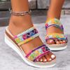 Shoes for Women 2026 Hot Sale Open Toe Women's Slippers Summer Mixed Colors Outdoor Casual Beach Wedge Slippers Large Size 43