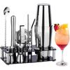 Cocktail Shaker Set Bartender Kit : 15-Piece Bar Tool Set with Acrylic Stand Bars Set with All Practical Bar Accessories, for Drink Mixing, Bar,
